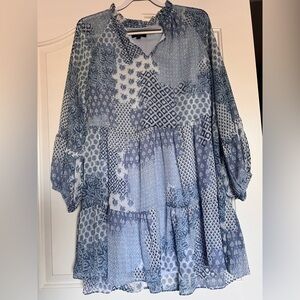 Blue Patterned Women's Dress